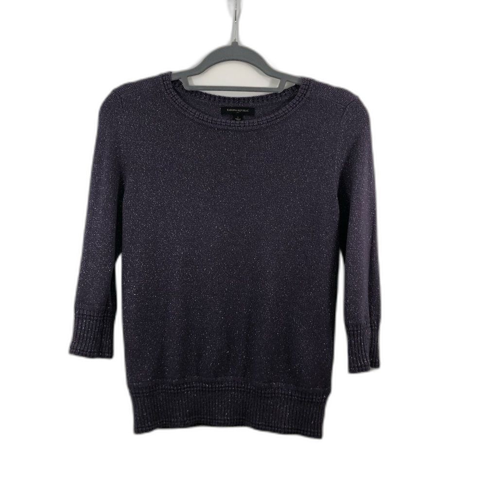 Banana Republic dark lavender 3/4 sleeve sweater with silver sparkle size Small